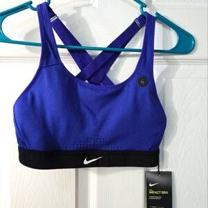 Nike impact compression blue black sports bra high support NWT CD7139-432‎ xs